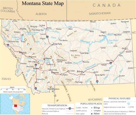 ♥ Montana State Map - A large detailed map of Montana State USA