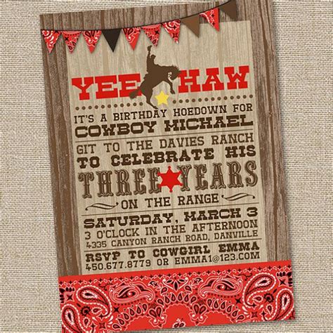 Free Printable Cowboy Birthday Invitations | Drevio Invitations Design