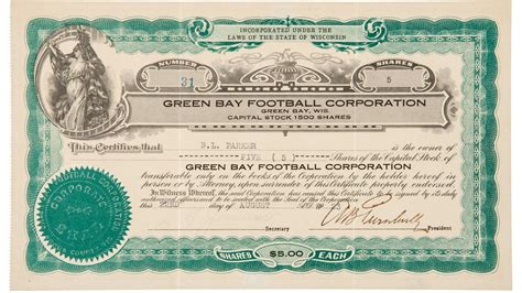 Rare 1923 Green Bay Packers stock certificate up for auction