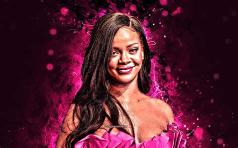 4K free download | Rihanna purple neon lights, music stars, american sincer, artwork, american ...