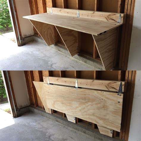 Fold down workbench for the garage. Using hinges and 3/4" ply ...