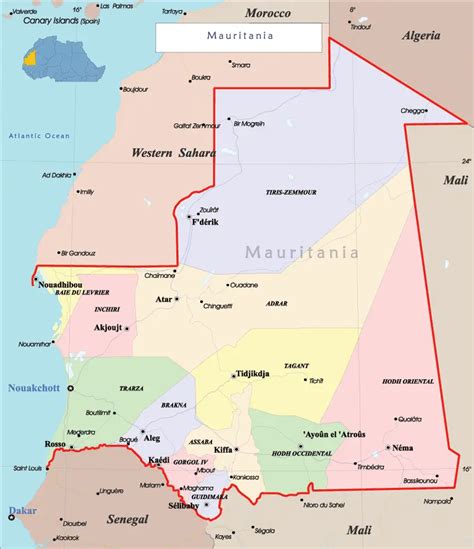 Mauritania Political Map • Mapsof.net