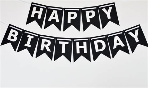 HAPPY BIRTHDAY Banner Black and White Glitter Birthday | Etsy Canada