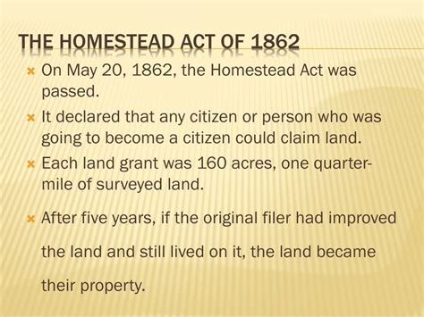 PPT - The Homestead Act PowerPoint Presentation, free download - ID:2116131