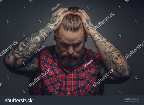 Portrait Bearded Hipster Tattooes On His Stock Photo 447558427 | Shutterstock