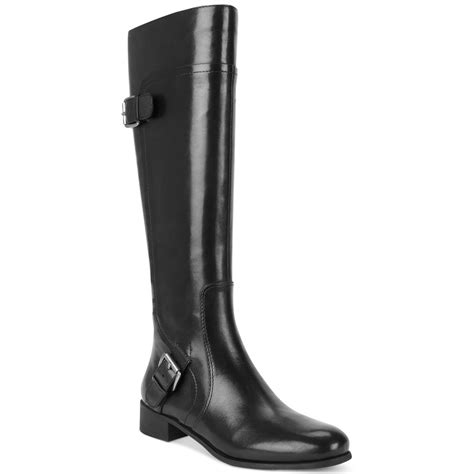 Nine West Sookie Wide Calf Riding Boots in Black | Lyst