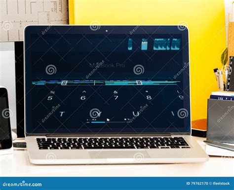 Macbook Pro Touch Bar Presentation with Emoji, Shortcuts Etc Editorial ...