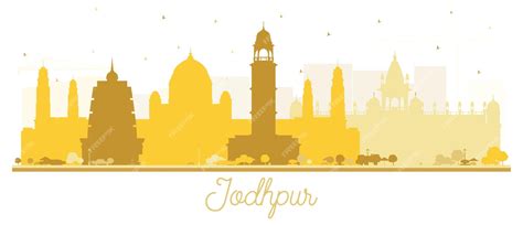 Premium Vector | Jodhpur India City Skyline Silhouette with Golden Buildings Isolated on White