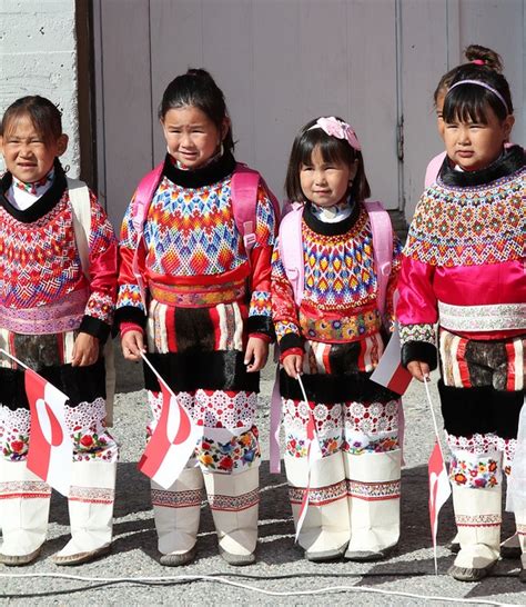 Kids in national costume celebrating national day of Greenland ...