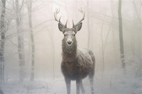 Premium AI Image | A deer in forest in snow winter