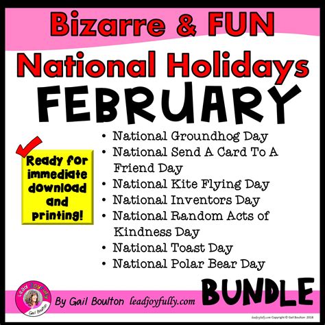 Bizarre and FUN National Holidays to Celebrate your Staff (FEBRUARY BUNDLE) | Lead Joyfully