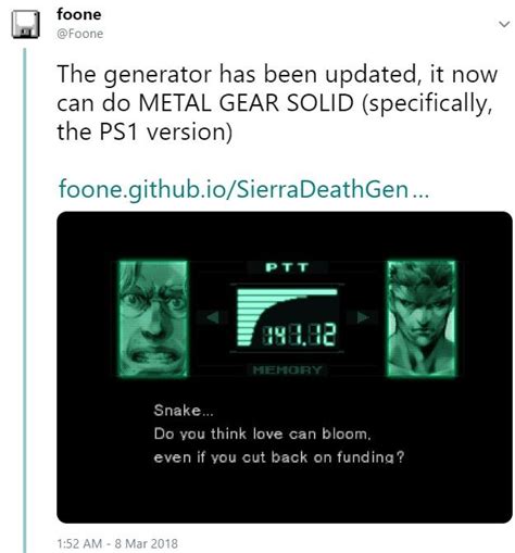 Metal Gear Solid Added to Death Generator | Metal Gear Codec Screen ...