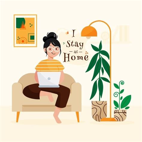 Premium Vector | Stay at home concept | Libre de vectores, Illustration, Dibujos bonitos