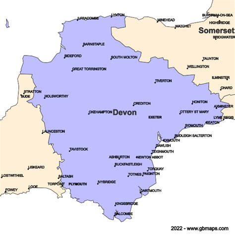 Devon County Boundaries Map