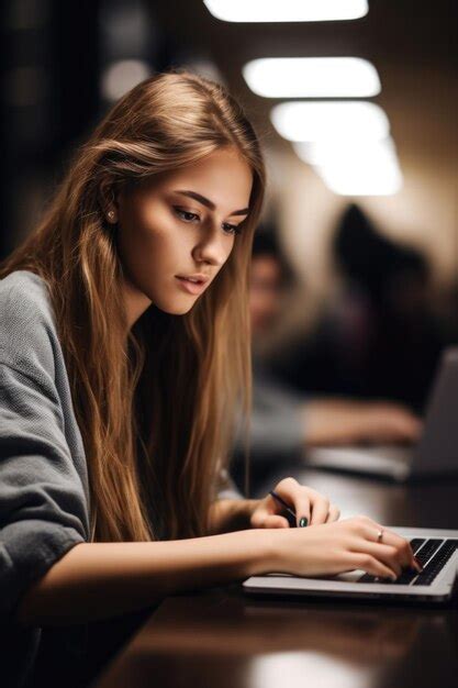 Premium AI Image | Cropped shot of a young university student working on her laptop created with ...