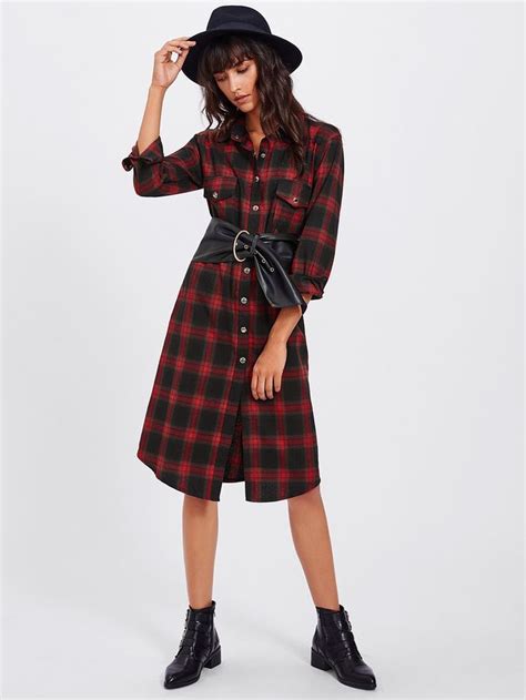 This plaid shirt dress would look awesome with e lacy slip underneath! Tartan Plaid Shirt Dress ...