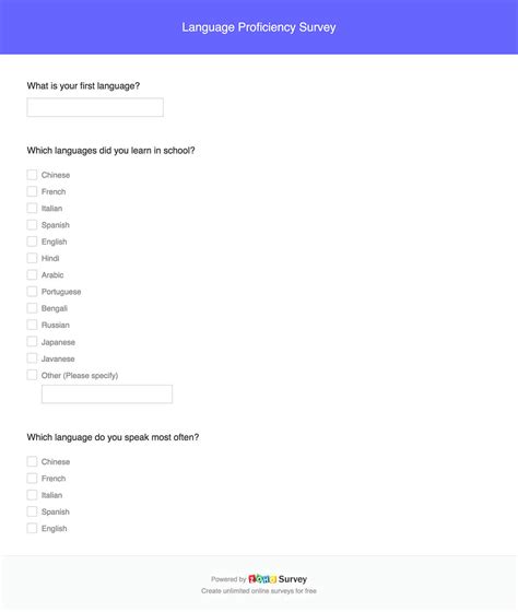 Language Proficiency Survey Questionnaire & Template - Zoho Survey