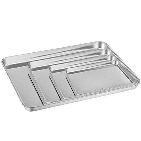 Baking Tray Set of 4, HaWare Stainless Steel Baking Sheet –Rimmed Pan ...