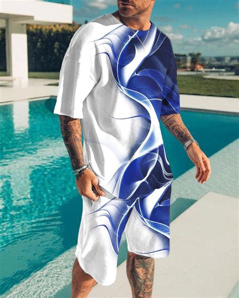 Men's Abstract Printed Short Sleeve Suit