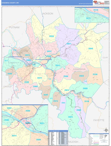 Kanawha County, WV Wall Map Color Cast Style by MarketMAPS - MapSales.com