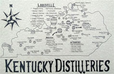 Kentucky Distilleries Map | Etsy