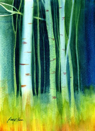Birch Trees II | Freehand watercolor painting on Canson cold… | Flickr