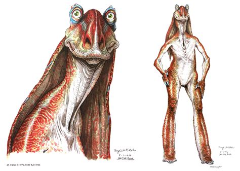 Jar Jar Binks 'Star Wars, Episode I - The Phantom Menace' Concept Art « Film Sketchr