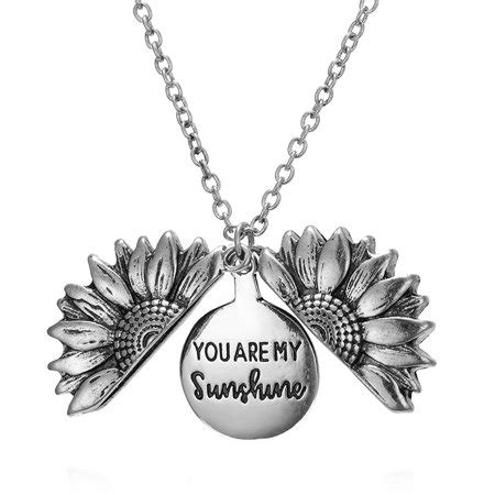 Alloy Sunflower Locket Pendant Necklace Engraved You Are My Sunshine Jewelry | Walmart Canada