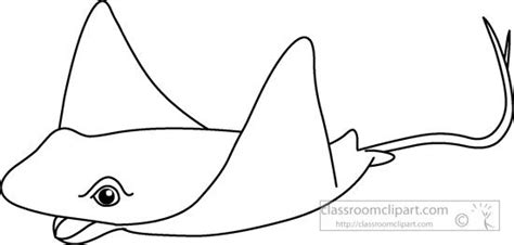 Animals Black and White Outline Clipart - stingray-marine-life-black ...