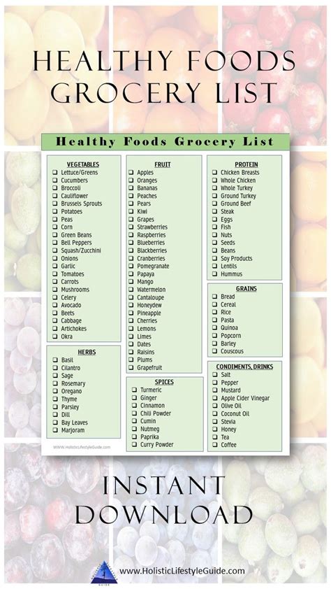 Healthy Foods Grocery List | Etsy in 2020 | Healthy food grocery list ...