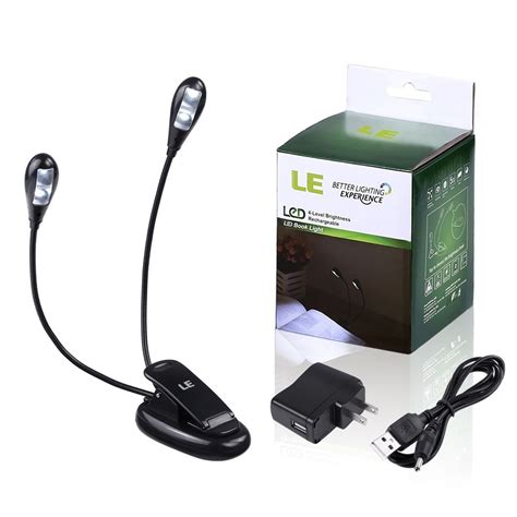 Rechargeable LED Book Light, Portable Music Stand Lights, AC Adapter and USB Cord Included ...