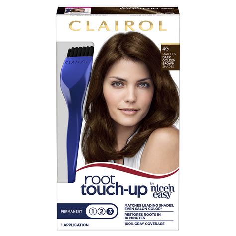 Clairol Root Touch-Up Permanent Hair Color Creme, 4G Dark Golden Brown, 1 Application, Hair Dye ...