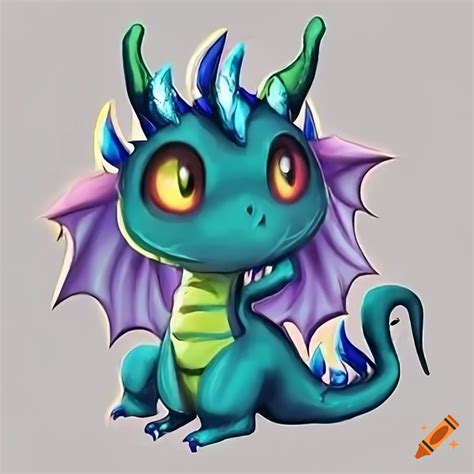 Adorable dragon illustration on Craiyon