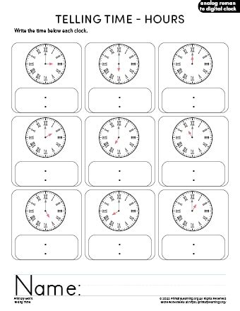 Clock Worksheets Printable 2nd Grade