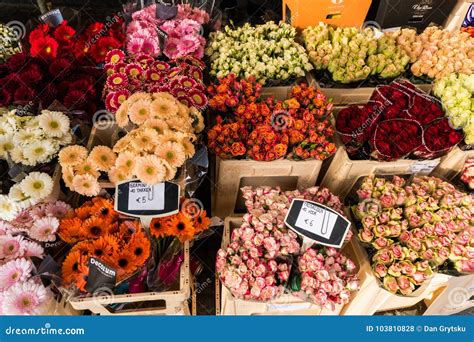 Flower Market with Various Multicolored Fresh Flowers. Sell Flowers ...