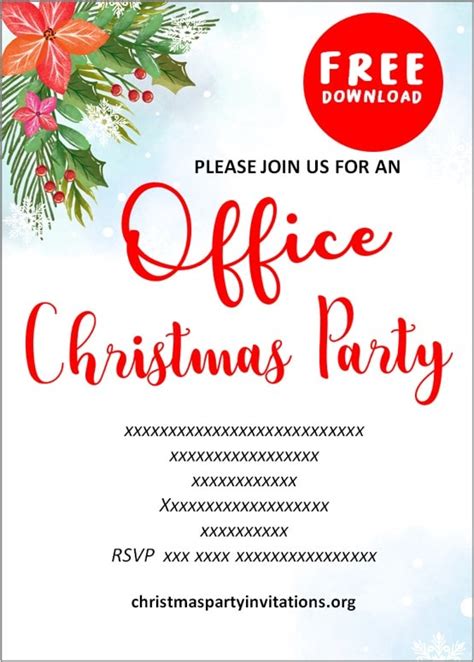 Free Printable Office Christmas Party Invitations Templates 🏢