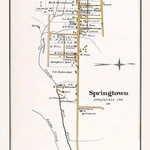 1891 Town Map of Springtown Bucks County Pennsylvania - Etsy