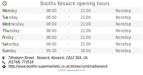 Booths Keswick opening times, Tithebarn Street, Keswick