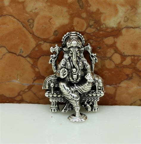 925 Sterling silver Lord Ganesh Idol Pooja Articles Indian | Etsy