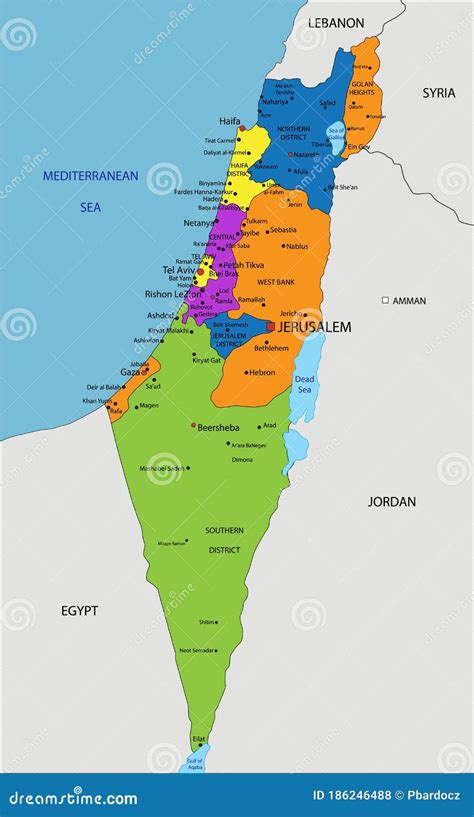 Colorful Israel Political Map with Clearly Labeled, Separated Layers ...