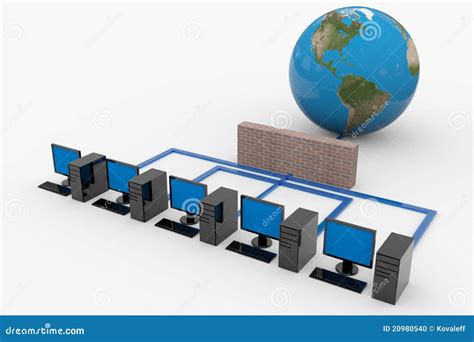 Computer Network With Server And Firewall Stock Photo - Image: 20980540