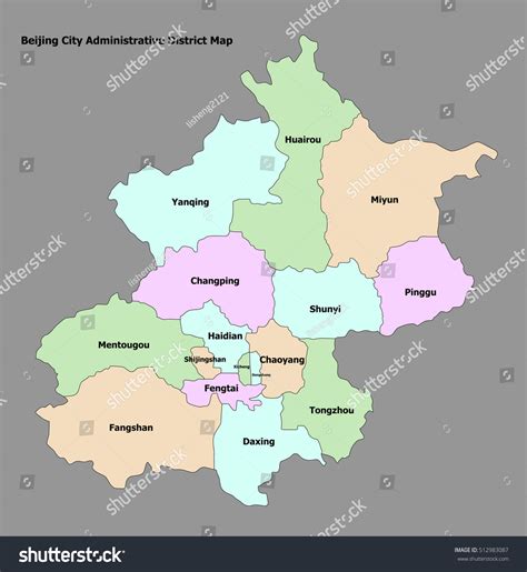 Beijing Map Administrative Districts Territory Stock Vector (Royalty ...