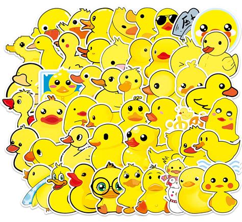 Buy Duck Stickers | 50pcs Cute Yellow Rubber Duck Stickers for Water ...