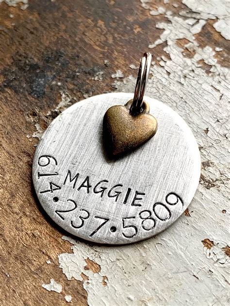 Unique Pet Tag in Mixed Metal With Heart Charm Dog Tags for - Etsy | Dog tags, Unique dog tags ...