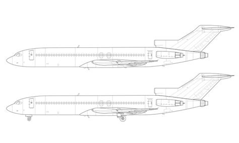 Boeing 727-200 blank illustration templates – Norebbo