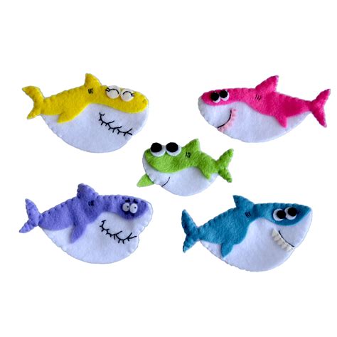 Baby Shark Finger Puppets Set 5 pcs | Handmade puppet, Finger puppets, Felt puppets