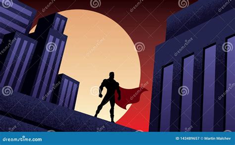 Superhero City Night stock vector. Illustration of comics - 143489657