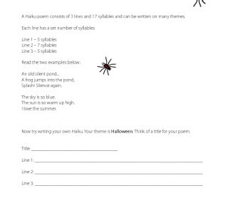 Halloween Worksheet - Haiku Poem