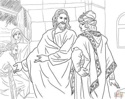 Rich Man and Young Jesus Coloring Page | Jesus coloring pages, Rich young ruler, Christian coloring