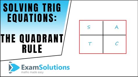 How to solve trigonometric equations using the Quadrant Rule - YouTube